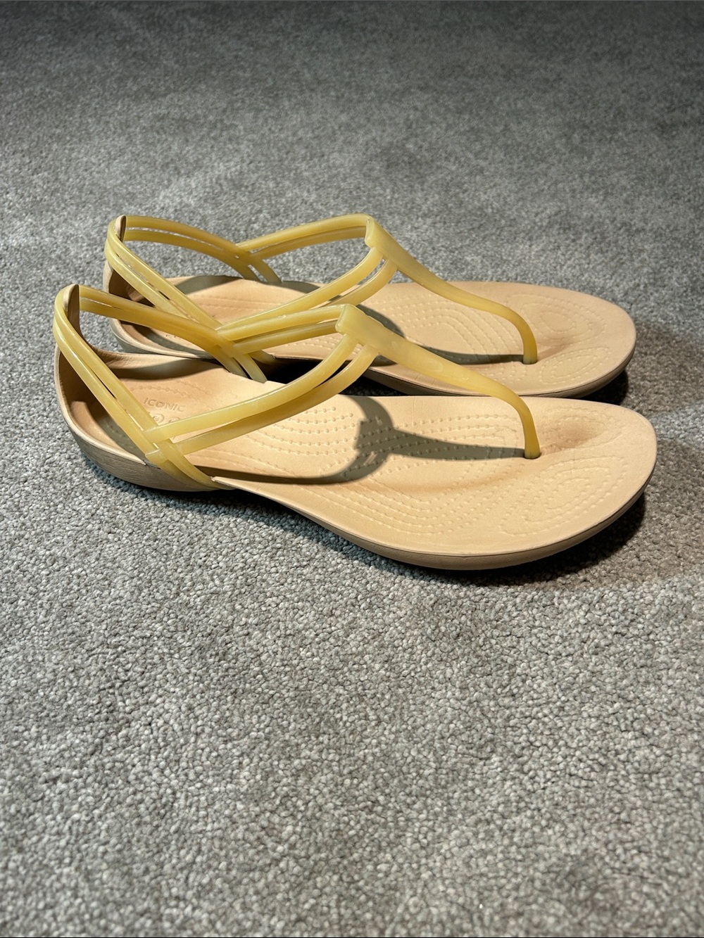 CROCS Women's Yellow Strap Toe-Post Sandals